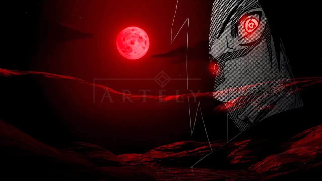 Red Moon Anime Face Illustration metal wall art by Artelyx Studios