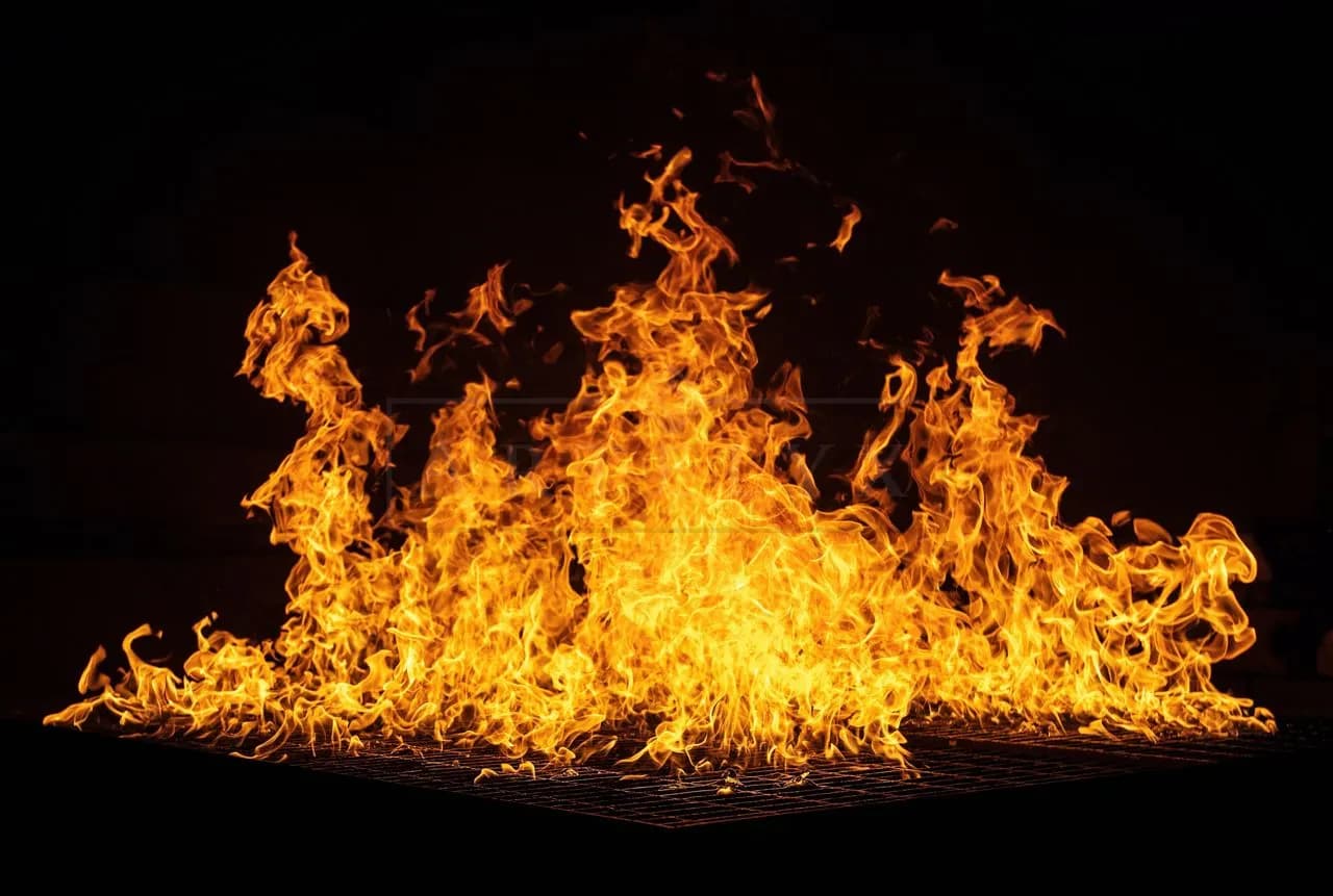 Bonfire Flames on Black Background metal wall art by Artelyx Studios