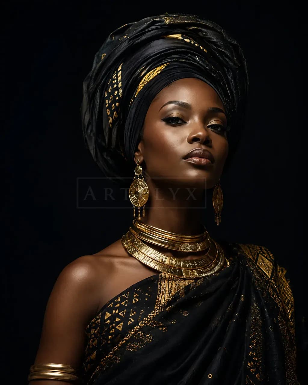 Black and Gold Royal Elegance metal wall art by Artelyx Studios