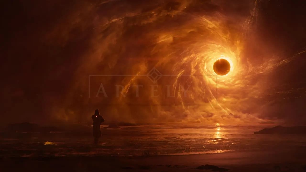 Solar Eclipse Horizon metal wall art by Artelyx Studios