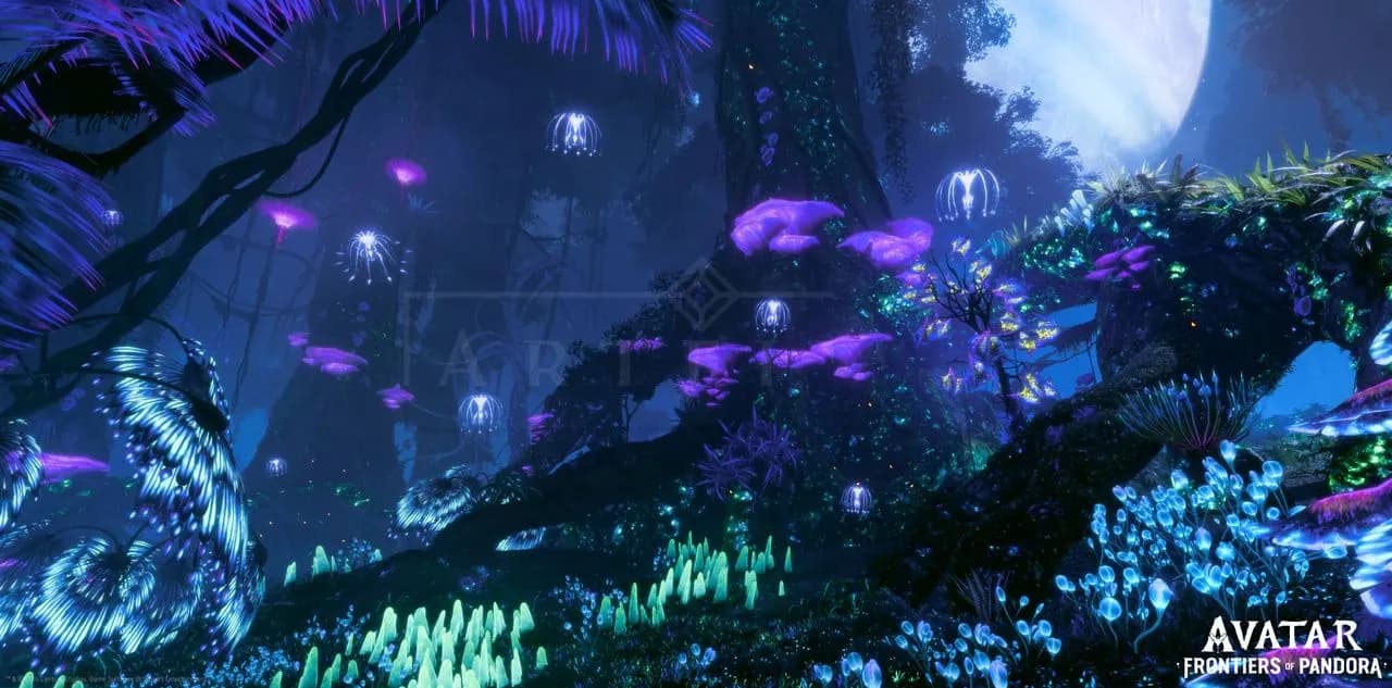 Bioluminescent Fantasy Forest metal wall art by Artelyx Studios