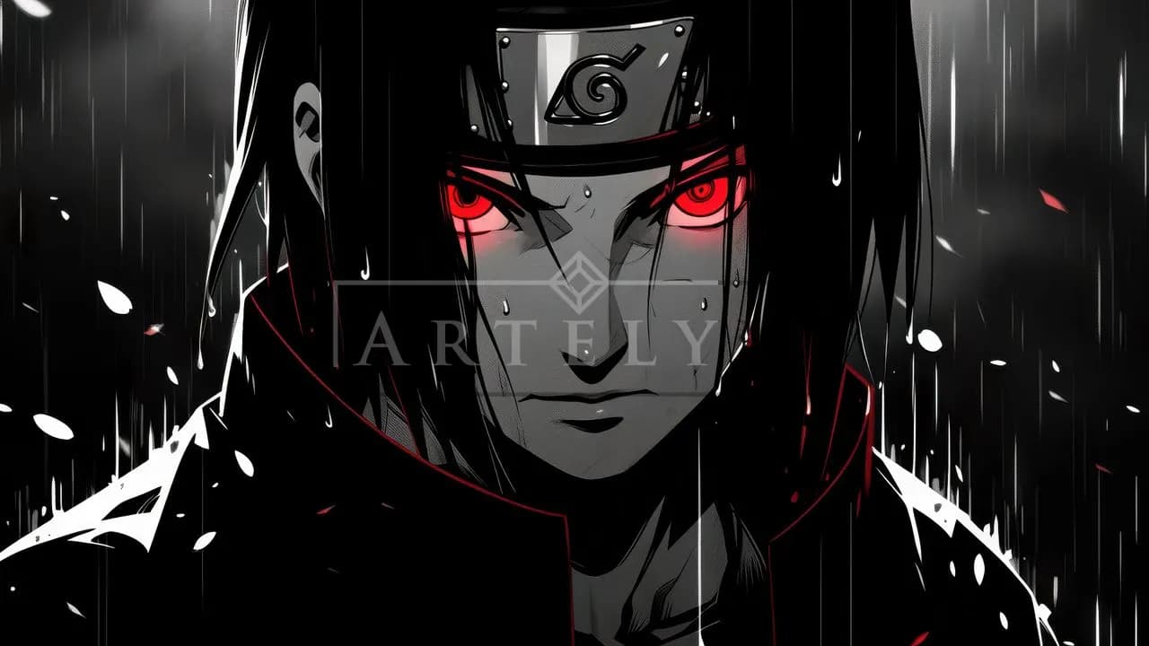 Crimson Eyes in the Rain metal wall art by Artelyx Studios