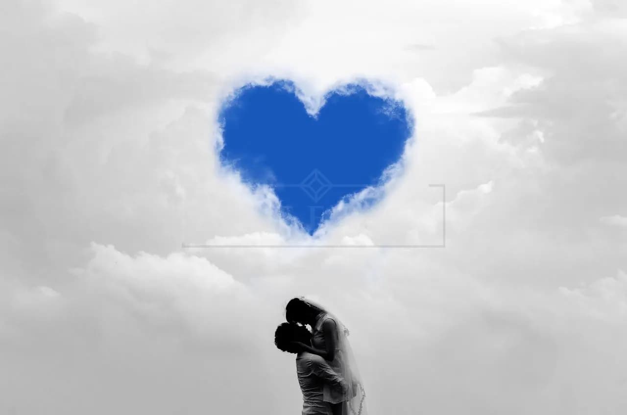 Blue Heart in the Clouds metal wall art by Artelyx Studios