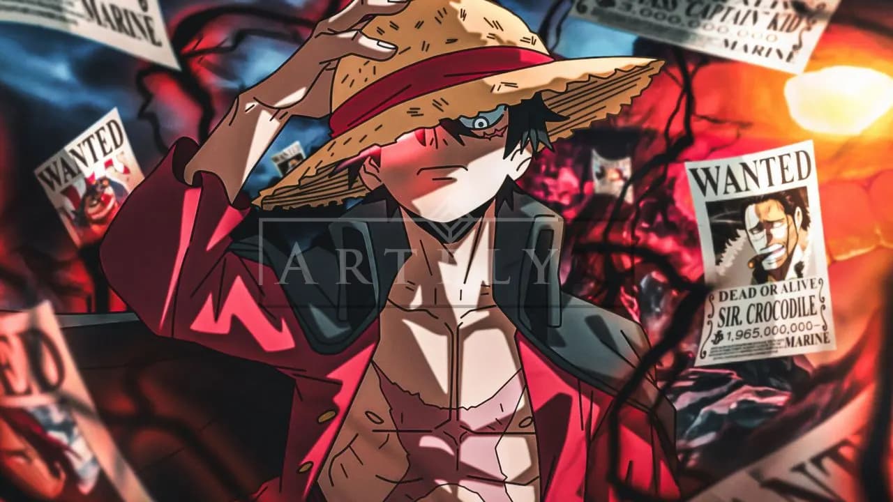 Luffy Beneath the Wanted Storm metal wall art by Artelyx Studios