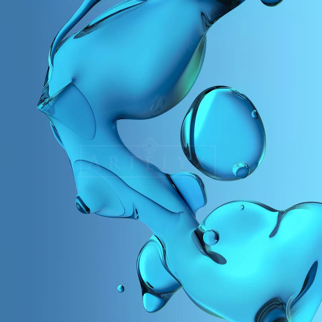 Fluid Blue Gloss metal wall art by Artelyx Studios