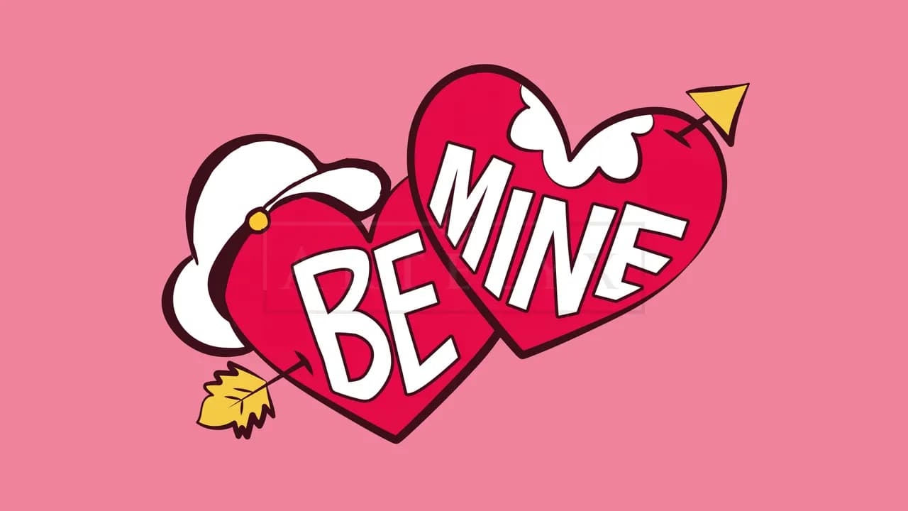 Be Mine Cartoon Hearts metal wall art by Artelyx Studios