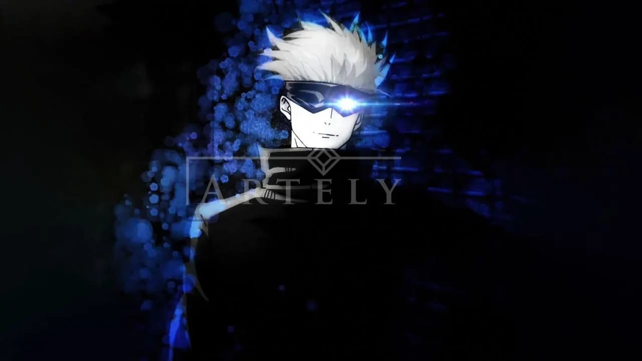 Satoru Gojo in Electric Blue Shadow metal wall art by Artelyx Studios