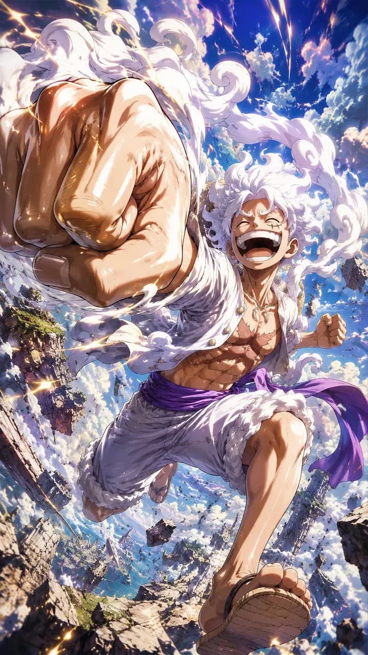 Gear 5 Luffy Skybreaker Punch metal wall art by Artelyx Studios