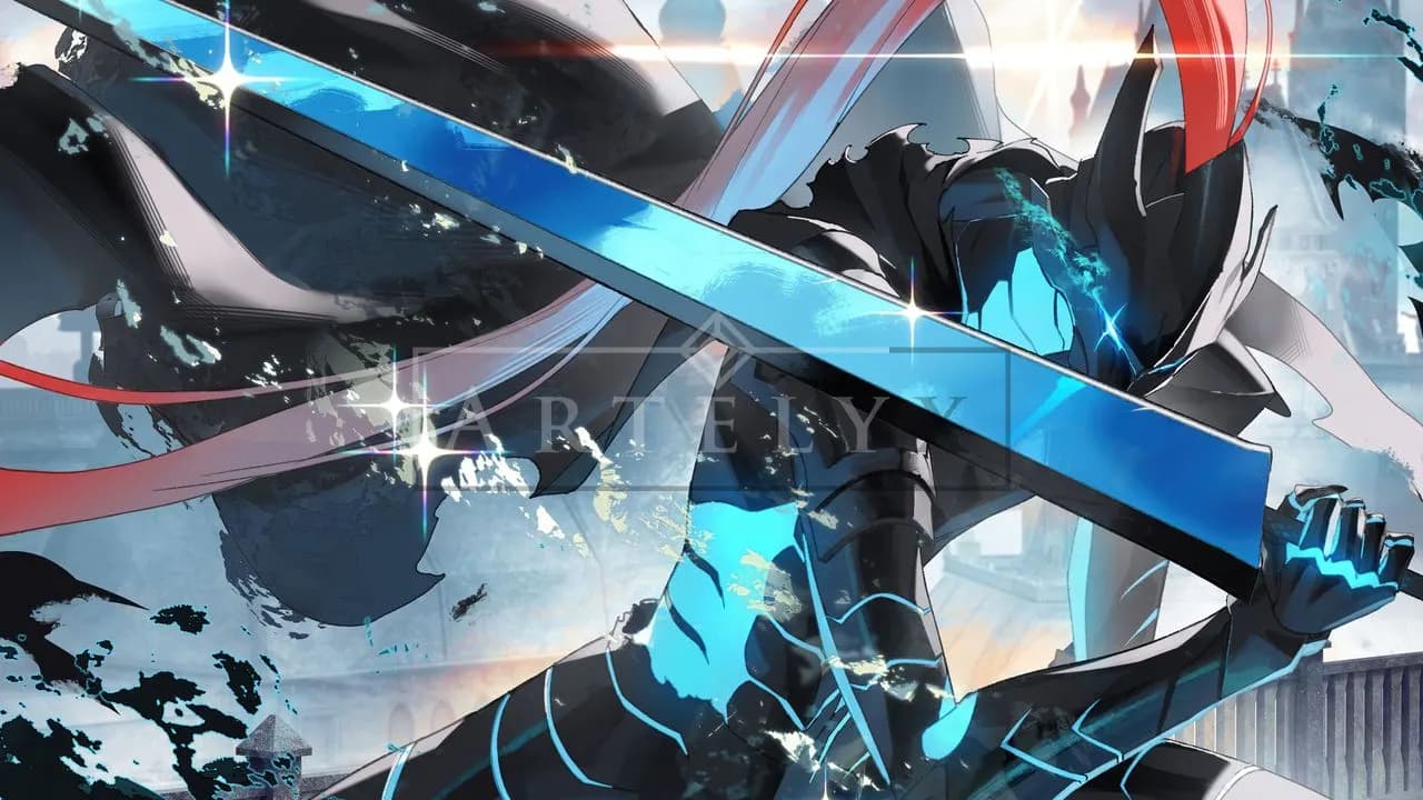 Azure Blade in Ruined Light metal wall art by Artelyx Studios