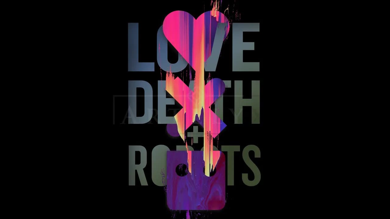 Love Death and Robots Neon Graphic metal wall art by Artelyx Studios