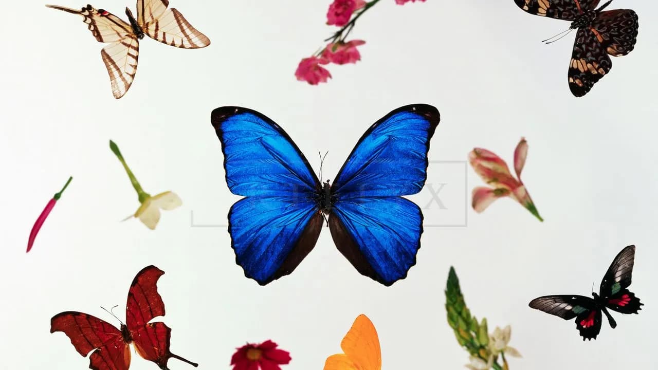Blue Butterfly Botanical Collection metal wall art by Artelyx Studios