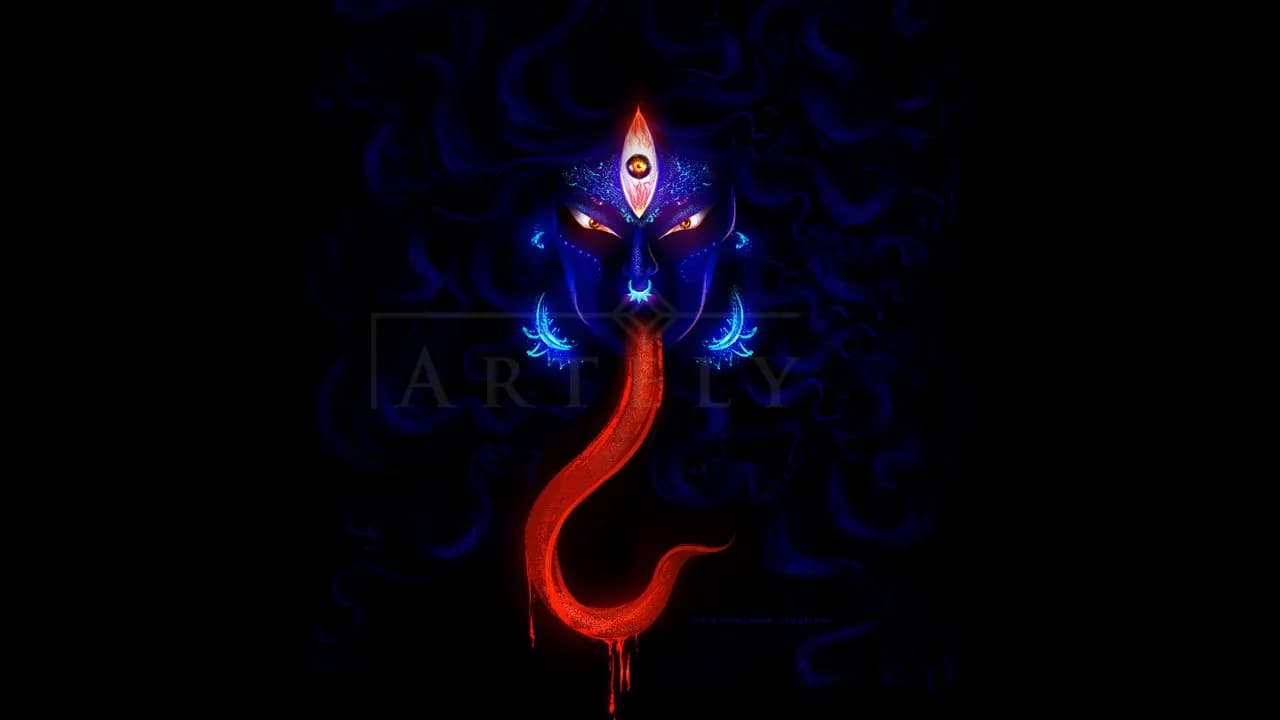 Kali Neon Tongue Artwork metal wall art by Artelyx Studios