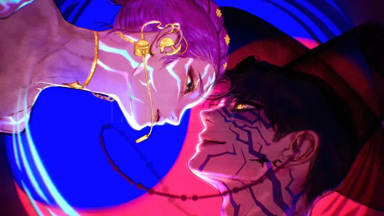 Neon Arcane Couple Close-Up metal wall art by Artelyx Studios