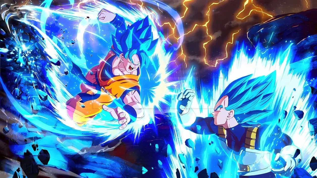 Blue Saiyan Clash metal wall art by Artelyx Studios