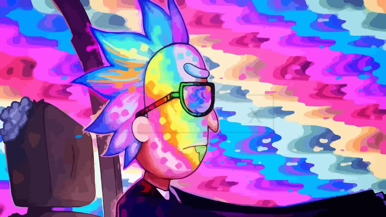Psychedelic Rick metal wall art by Artelyx Studios