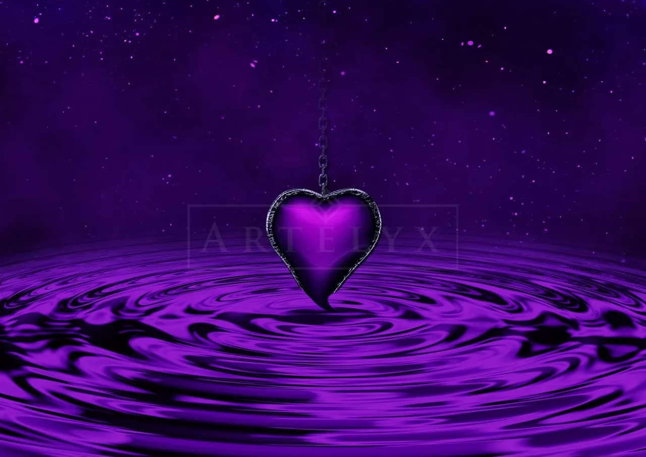 Purple Heart Pendant metal wall art by Artelyx Studios