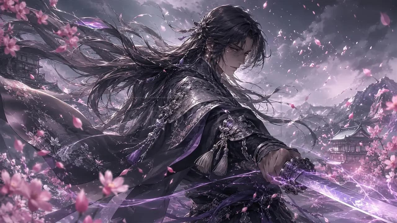 Petals of the Violet Blade metal wall art by Artelyx Studios
