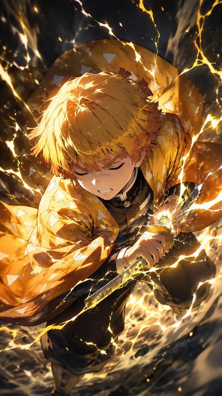 Zenitsu Agatsuma Lightning Focus metal wall art by Artelyx Studios