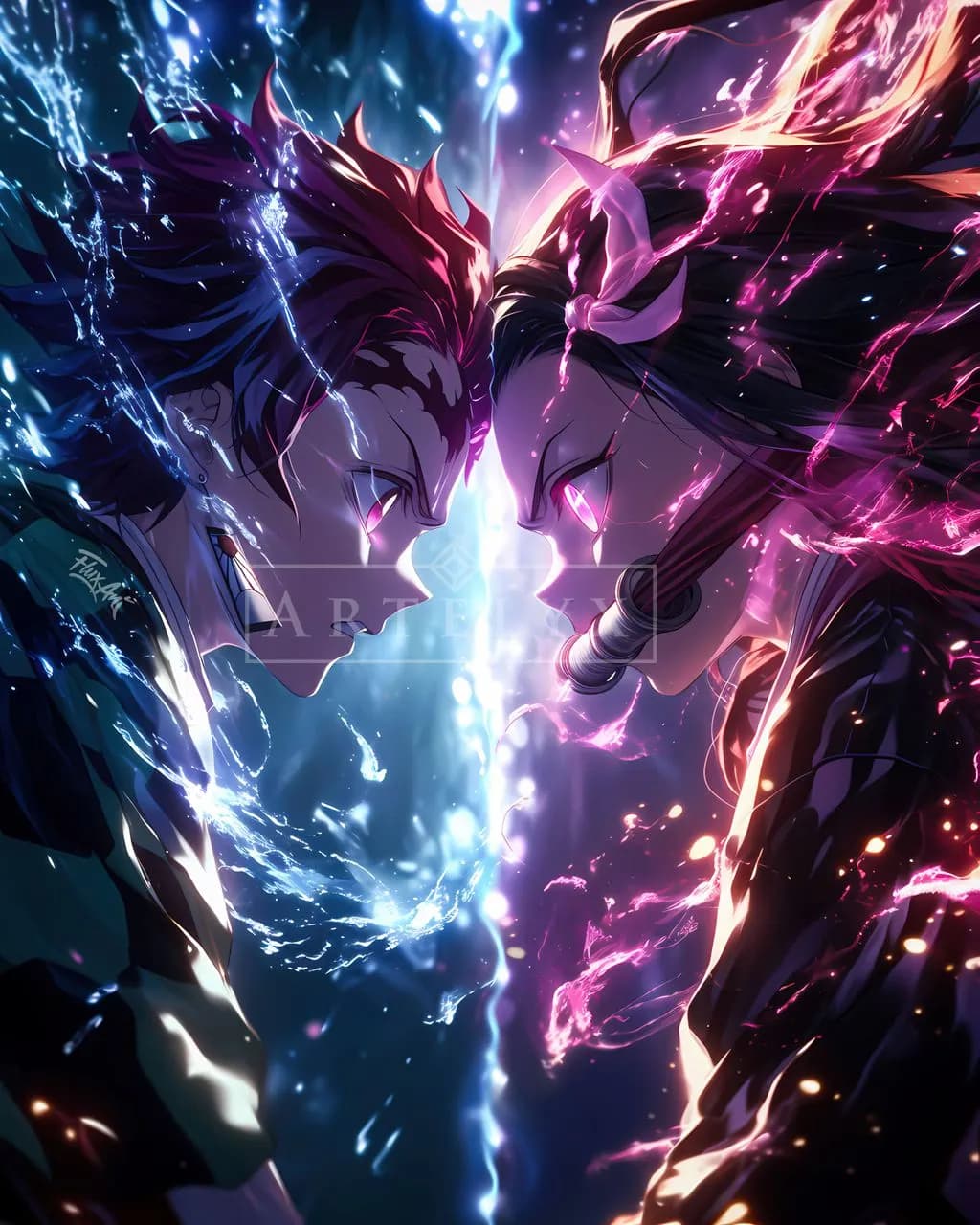 Elemental Clash of Siblings metal wall art by Artelyx Studios