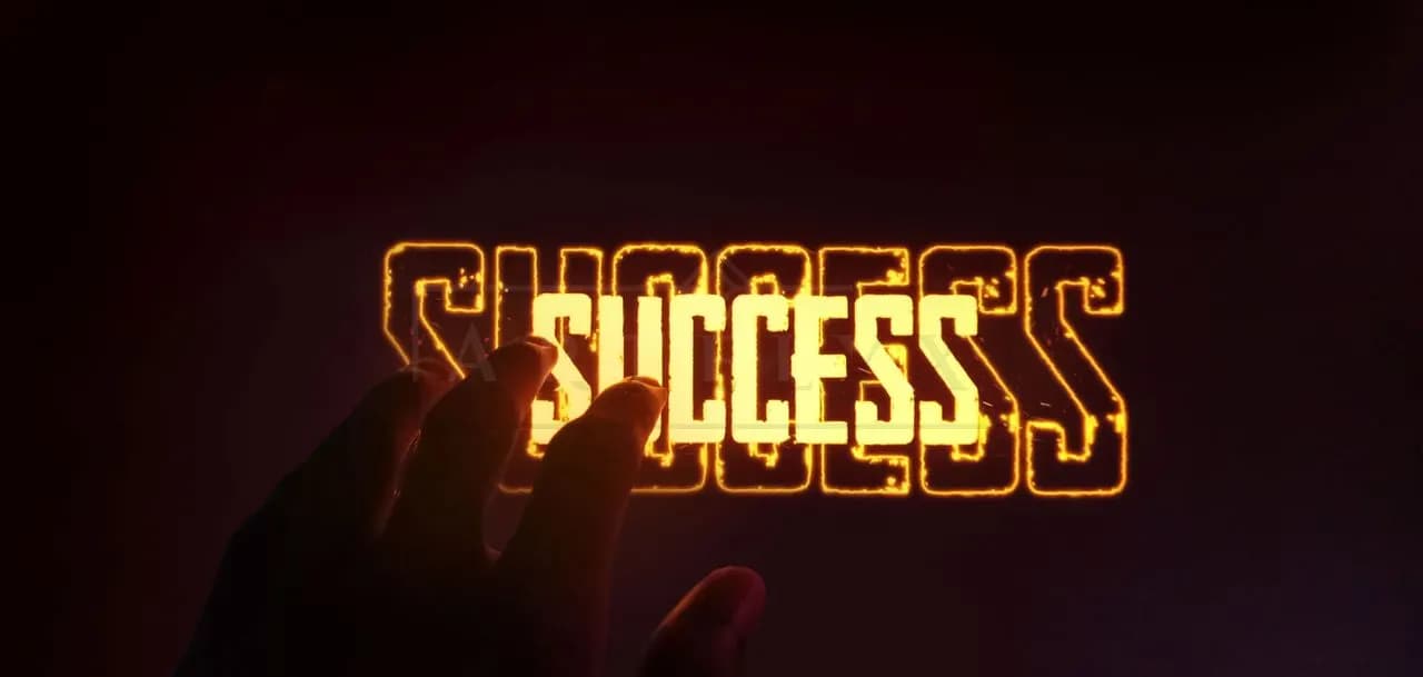 Success Neon Sign and Hand metal wall art by Artelyx Studios