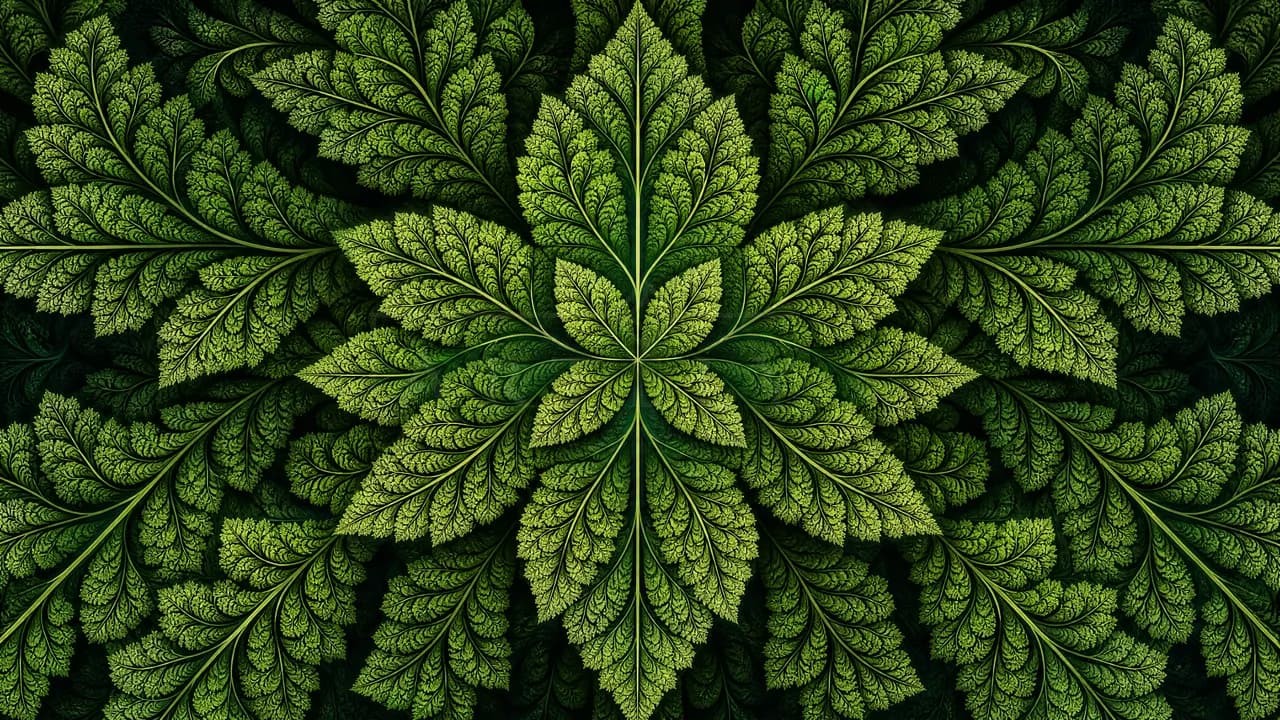 Emerald Fractal Leaves metal wall art by Artelyx Studios