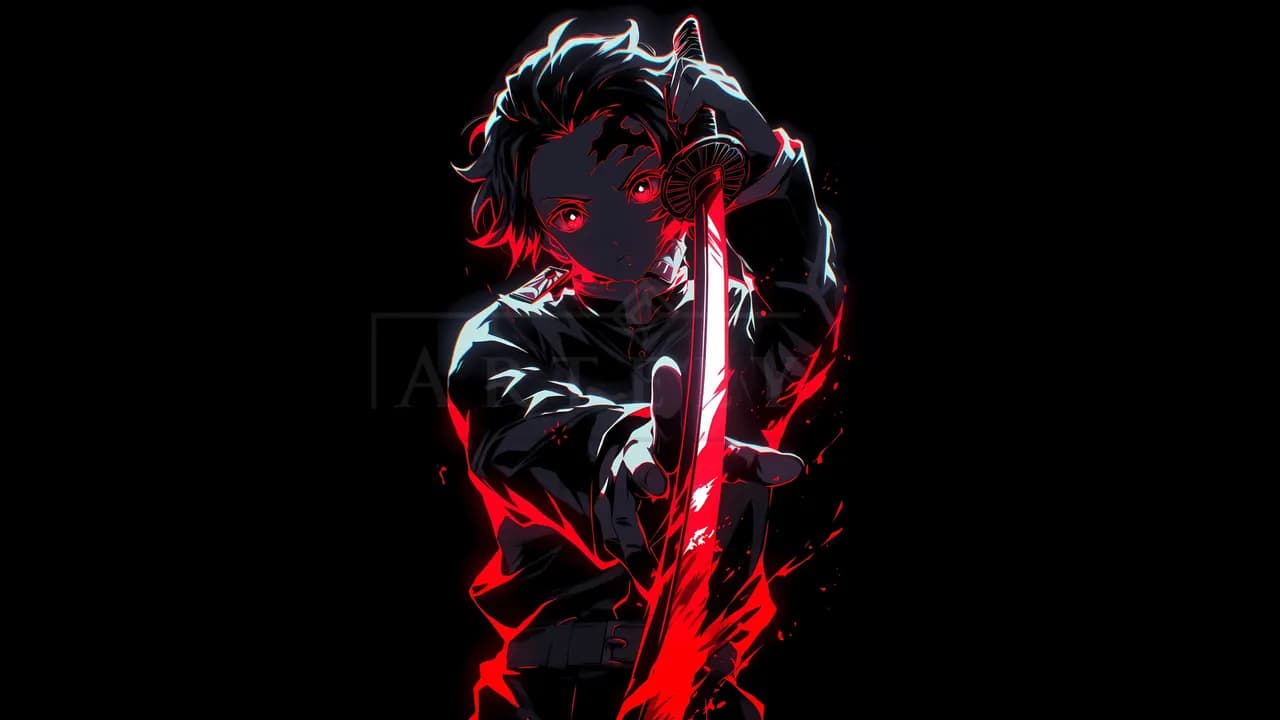 Tanjiro Kamado Crimson Blade metal wall art by Artelyx Studios