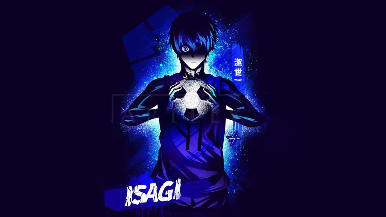Isagi Blue Lock Neon Portrait metal wall art by Artelyx Studios