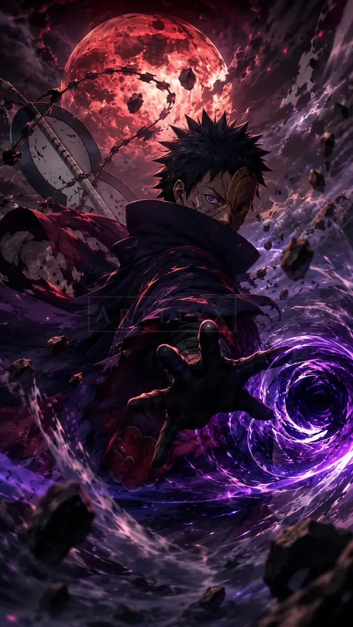 Obito’s Crimson Void metal wall art by Artelyx Studios