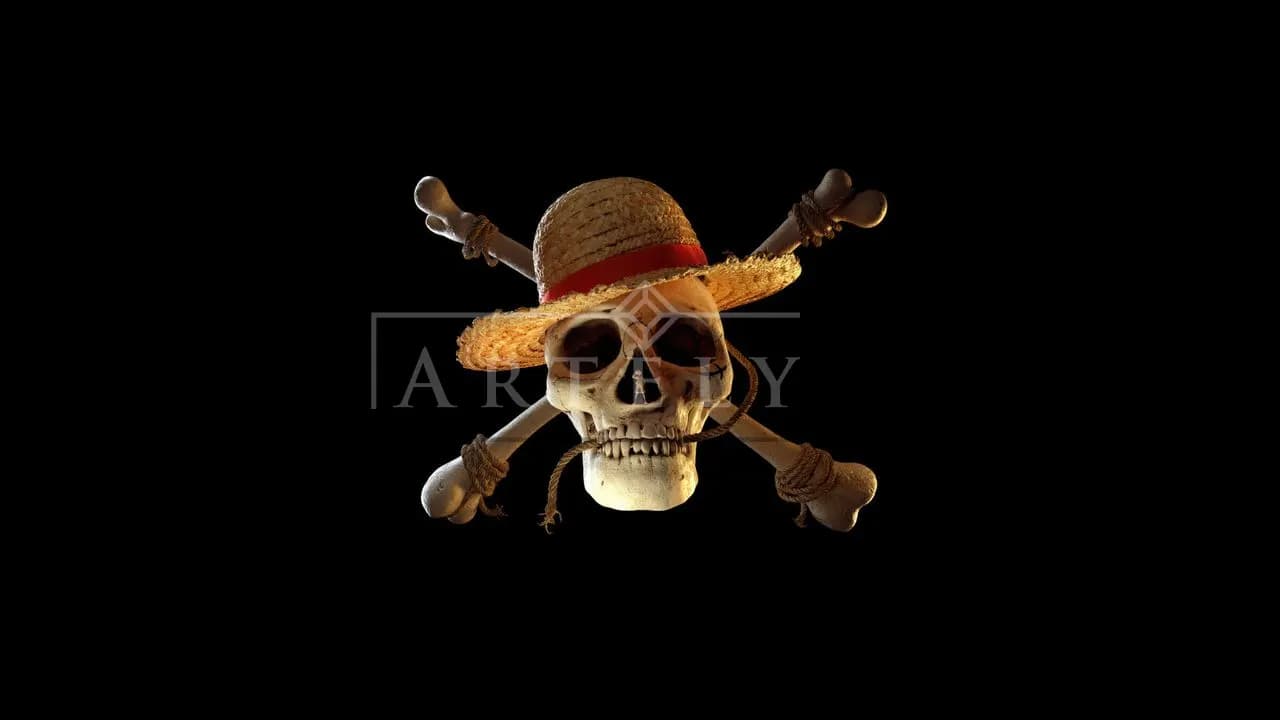 Straw Hat Skull Emblem metal wall art by Artelyx Studios