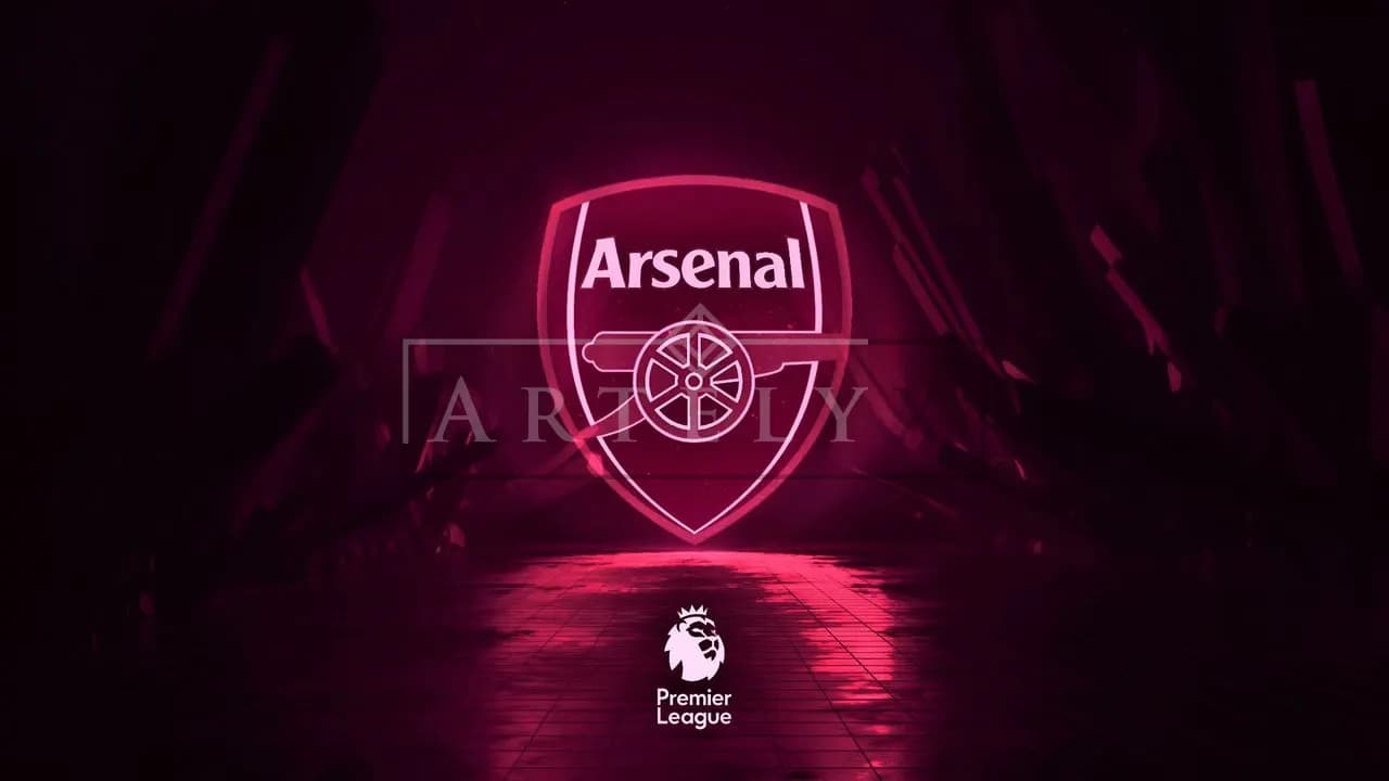 Arsenal Glow in Crimson Neon metal wall art by Artelyx Studios