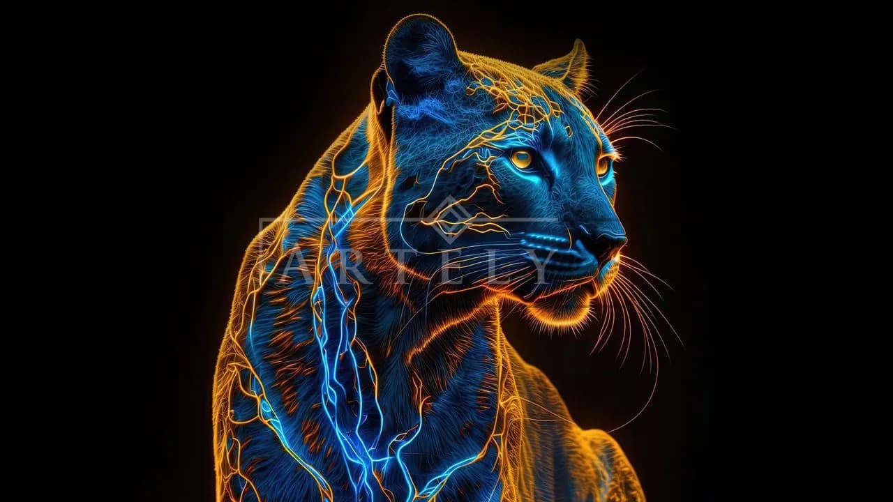 Neon Panther Pulse metal wall art by Artelyx Studios