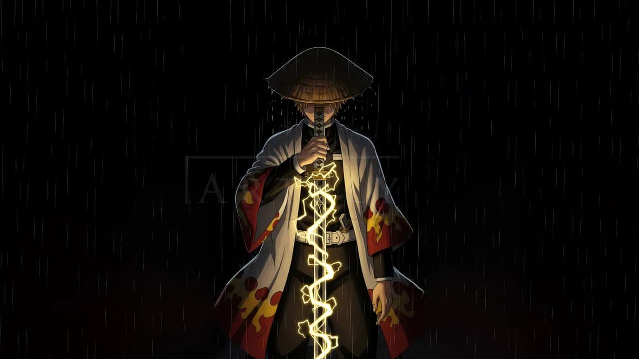 Zenitsu Lightning Stance metal wall art by Artelyx Studios