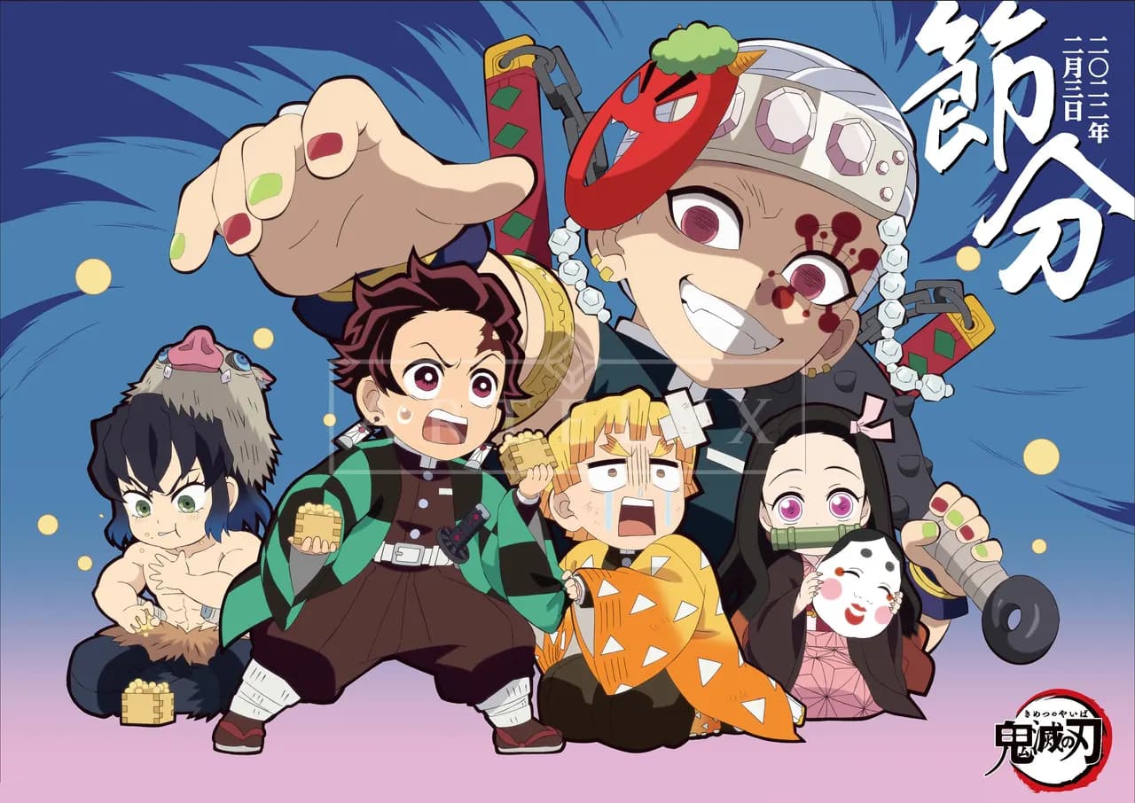 Chibi Demon Slayer Festival Squad metal wall art by Artelyx Studios