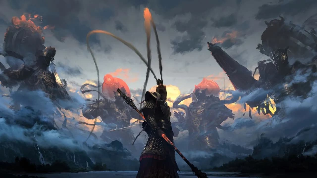 The Four Heavenly Kings: Battle Above the Clouds metal wall art by Artelyx Studios