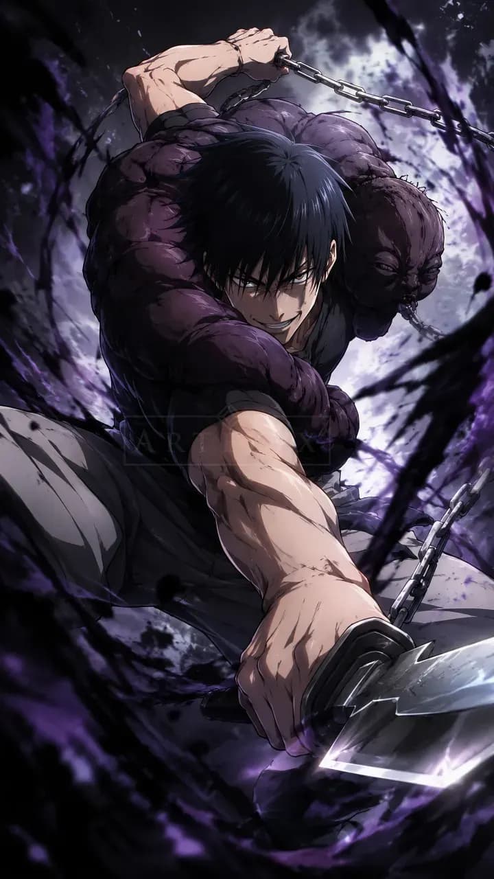 Toji Fushiguro Cursed Weapon Assault metal wall art by Artelyx Studios