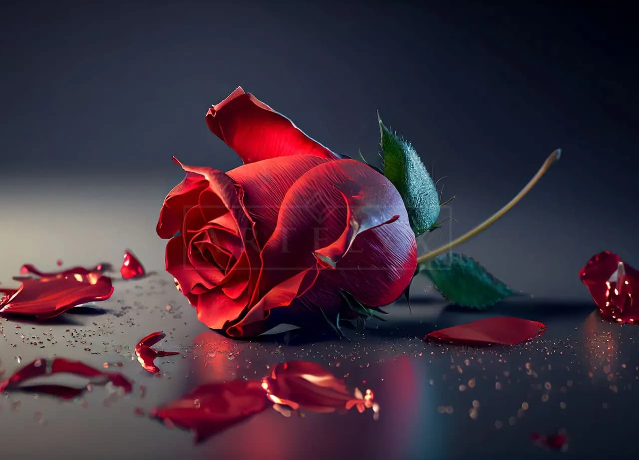 Red Rose Still Life metal wall art by Artelyx Studios