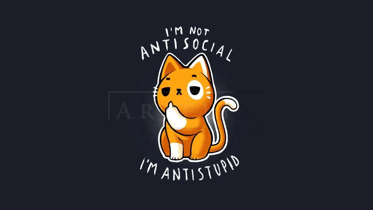 Antisocial Cat Humor metal wall art by Artelyx Studios