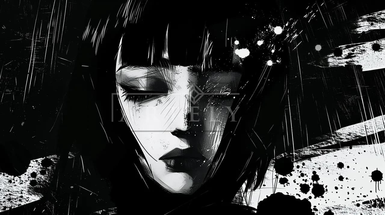 Silence in Ink and Shadow metal wall art by Artelyx Studios