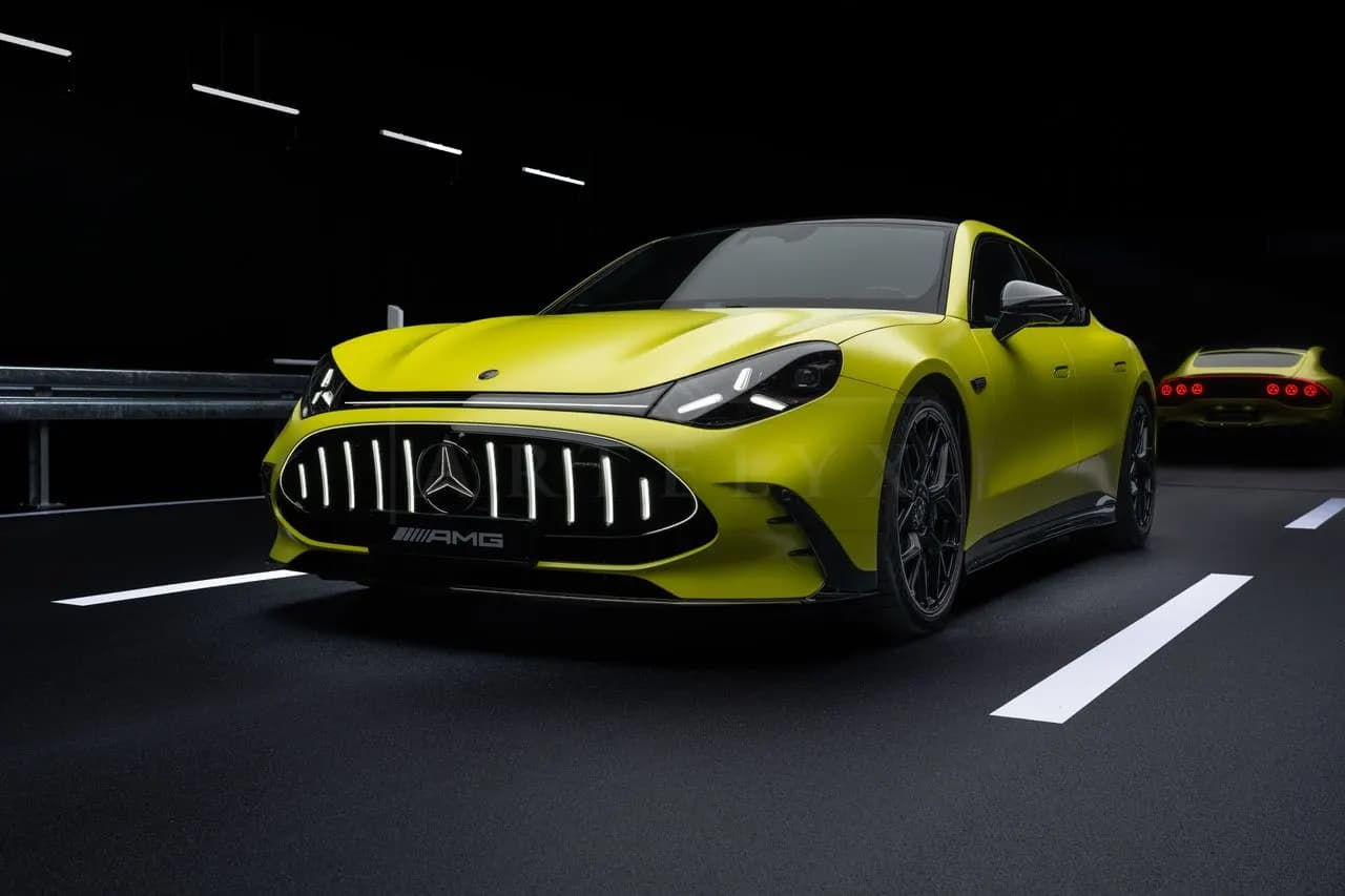 Neon Mercedes-AMG After Dark metal wall art by Artelyx Studios