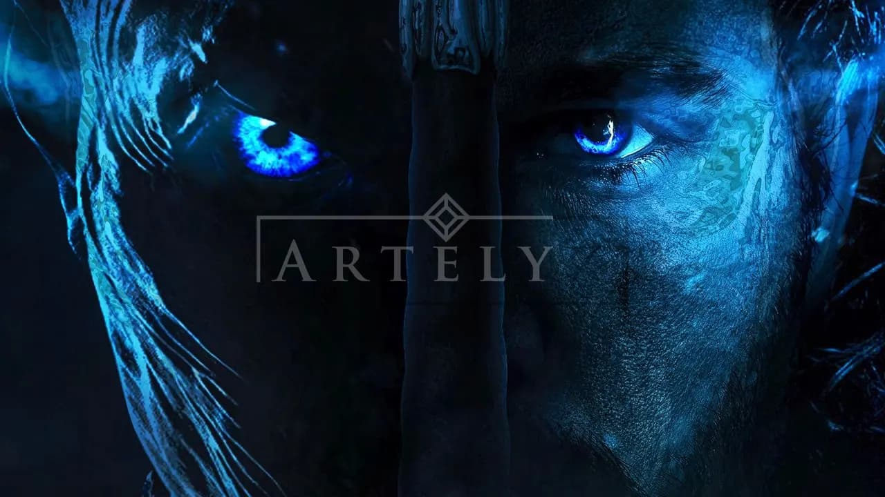 Frostbound Gaze in Electric Blue metal wall art by Artelyx Studios