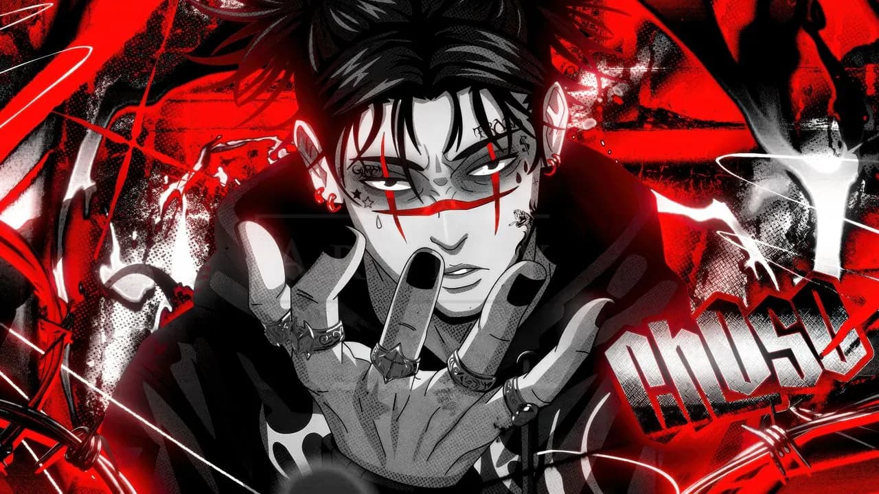 Choso Red Urban Anime Art metal wall art by Artelyx Studios