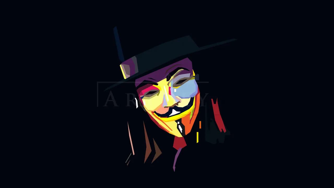 Anonymous Mask Minimal Art metal wall art by Artelyx Studios