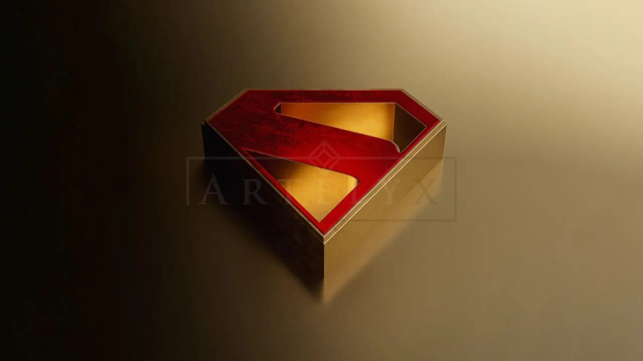 Metallic Superman Emblem metal wall art by Artelyx Studios