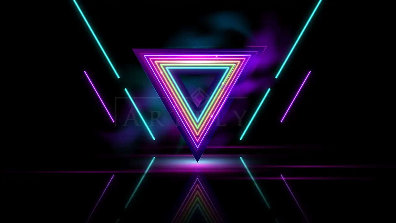 Retrowave Neon Triangle metal wall art by Artelyx Studios