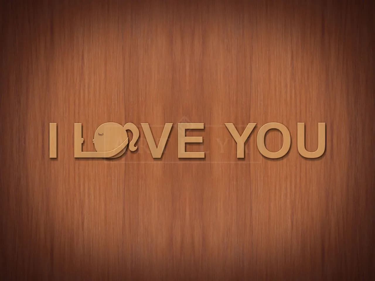 I Love You Wooden Typography metal wall art by Artelyx Studios