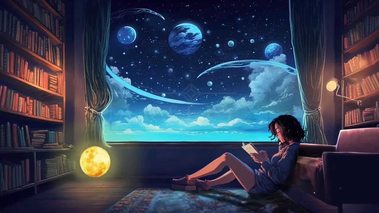 Midnight Reading metal wall art by Artelyx Studios