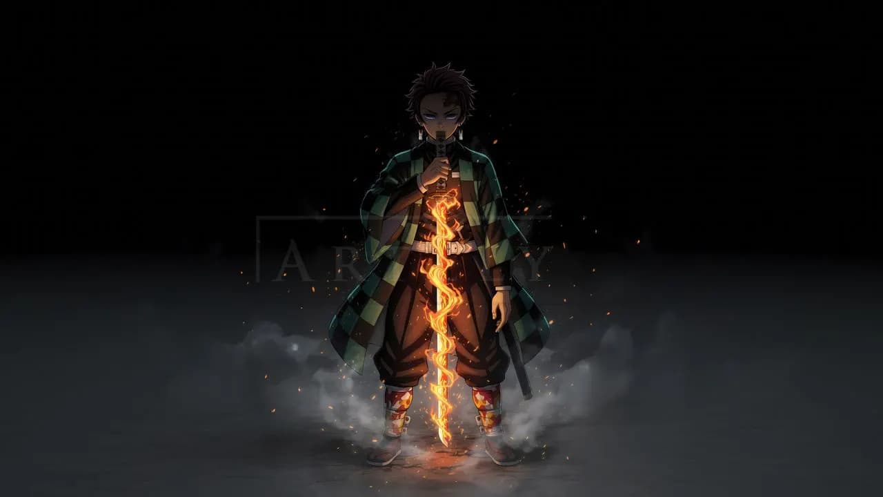 Tanjiro: Blazing Resolve metal wall art by Artelyx Studios