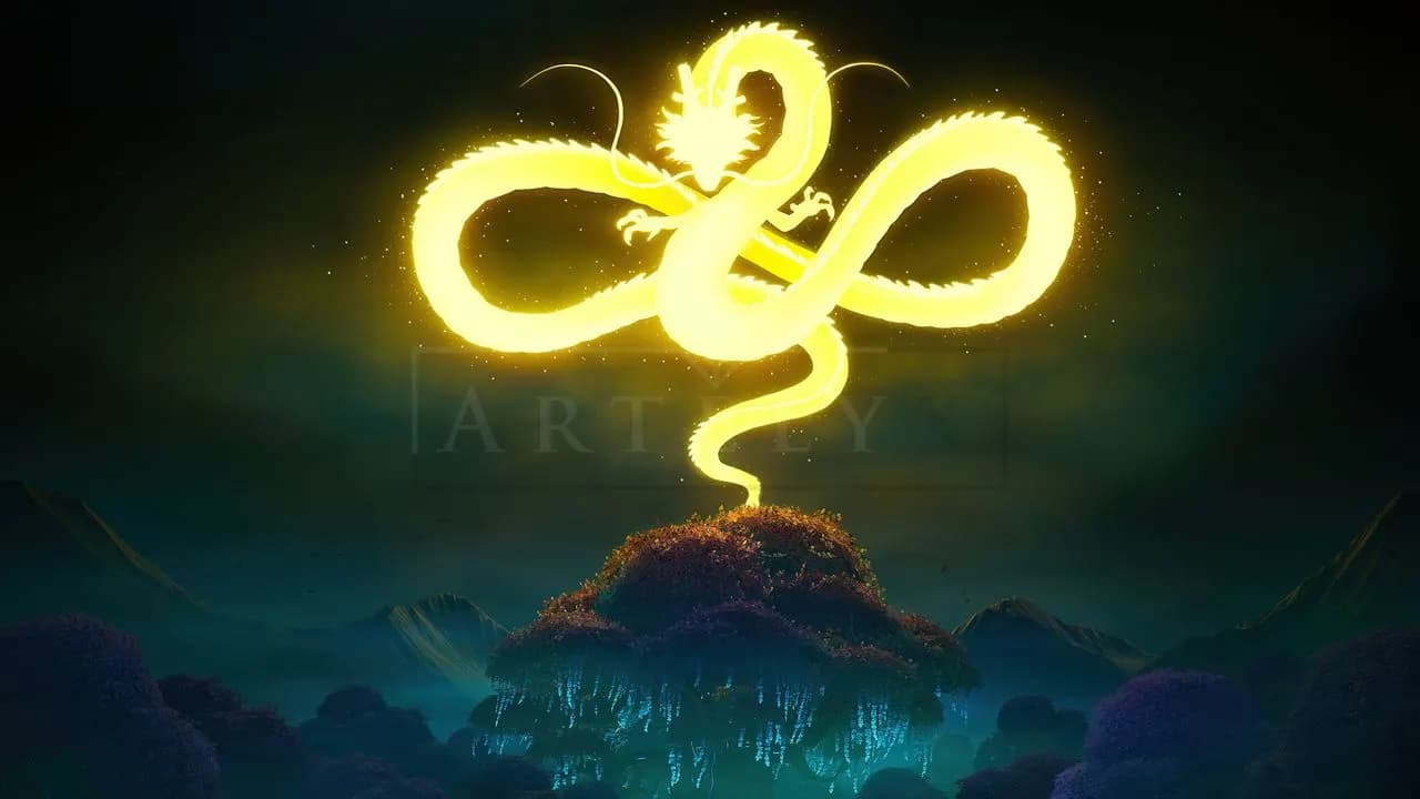 Golden Dragon Awakening metal wall art by Artelyx Studios