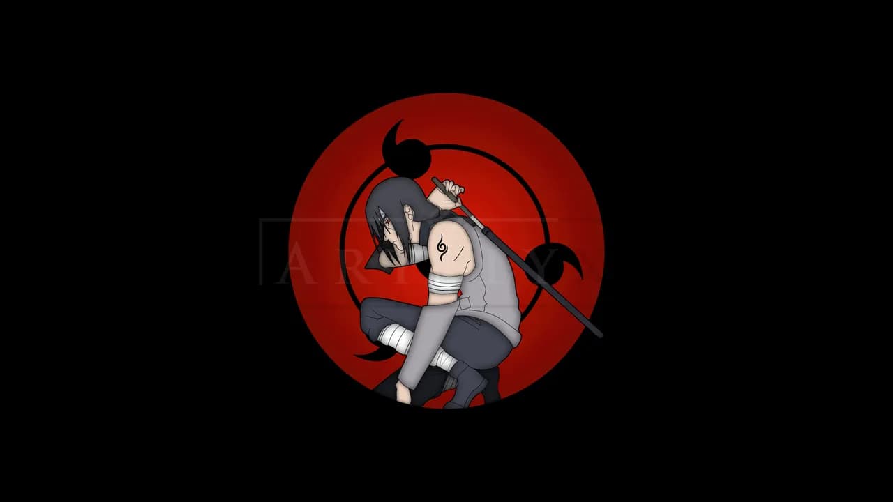Itachi in the Sharingan Shadow metal wall art by Artelyx Studios