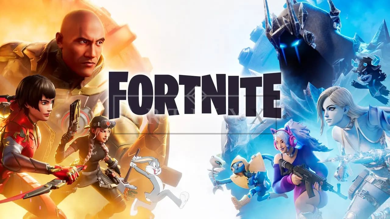 Fortnite Fire and Ice Battle Poster metal wall art by Artelyx Studios